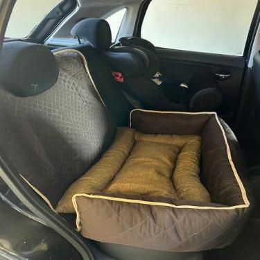 Imagem de Kit 2 Peças Cama Pet e Protetor de Banco 2 em 1 para Carro Grande com Colchonete Toddy Liso Impermeável (Marrom)
