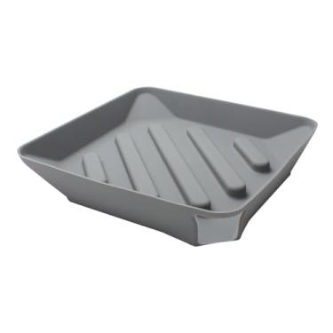 Imagem de Fenteer Bandeja de silicone para esponja e saboneteira, escorredor de pratos, multiuso, para cozinha, Cinza