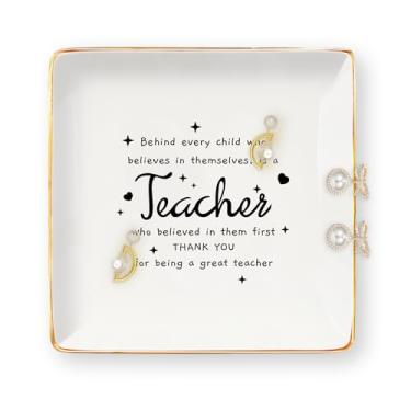 Imagem de Presentes de agradecimento de professores para mulheres - Presentes de fim de ano para professores bandeja de joias de cerâmica para professores de volta às aulas, Natal, aniversário, presente de