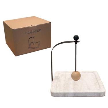 Imagem de GDAOHELRS Porta-guardanapos travertino de mármore natural, porta-guardanapos de travertino italiano, organizador de mesa de pedra sólida serve para guardanapos de 12,7 a 17,8 cm, perfeitos para mesa