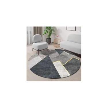 Imagem de Tapete Redondo Premium, Veludo Cristal, 160cm Diâmetro, Antiderrapante, Estampa Sortida