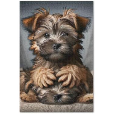 Imagem de Quebra-cabeças fofos de cães terrier desgrenhados para adultos 1000 peças natureza pintura animal paisagem quebra-cabeça elefante branco, 75 x 40 centímetros