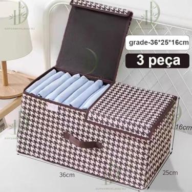 Imagem de Caixa Organizadora com Tampa para Gaveta em TNT – Organizador de Roupas Íntimas Empilhável Multiuso(Grade de cobertura dupla - 3)