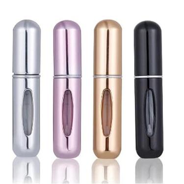 Imagem de Kit 2 Frascos de Perfume Recarregável Portátil, Alumínio, 5ml, Sistema de Refil pela Base, Multiuso para Perfumes e Óleos Essenciais