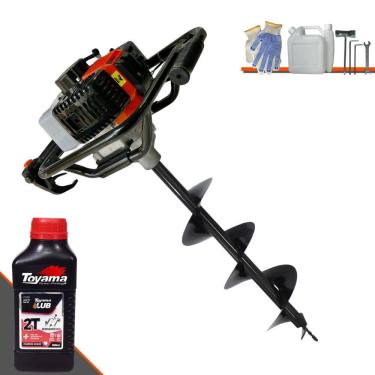 Imagem de Trado Motorizado À Gasolina Vant VPS52 2T 52cc 2HP 6.500rpm Perfurador de Solo Completo Com Broca 80x20cm + ÓLEO TOYAMA 2T