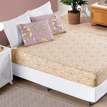 Imagem de Jogo De Cama Lençol Bouti Estampado Queen 03 Peças - Lavanda