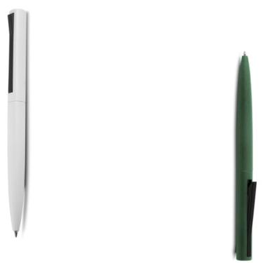 Imagem de Caneta Esferográfica Retrátil em Alumínio Reciclado, Escrita Azul, Corpo Emborrachado, Ponta Touch, Ambidestro, 0.8cm (Branco e Verde)