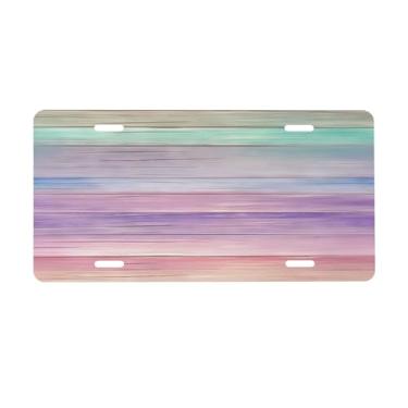 Imagem de Placa de licença de praia de madeira colorida para placas de carro dianteiras de alumínio metal adequado para caminhão placa de porta de carro bar café acessórios automotivos para homens mulheres 15 x