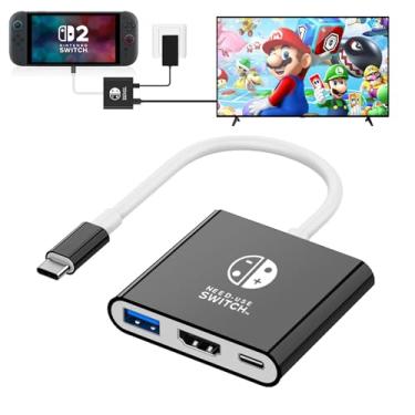 Imagem de Switch 2 Dock, TV Docking Station for Nintendo Switch/Switch OLED/Steam Deck,4K@30HZ/1080P@60HZ Portable with PD 100W Charging, USB 3.0 Port（3-in-1）