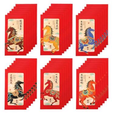 Imagem de 36un Envelopes Cavalo Ano Novo Chinês, 6 Papel Grosso e Formato Alongado 2026 Hong Bao para 2026 Ano Novo Boas Festas Envelopes Vermelhos