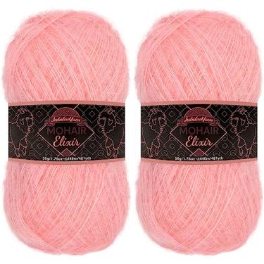 Imagem de JubileeYarn Fio de Elixir Mohair – Mistura de Lã para Bebês 50g/novelo – Rosa do Deserto – 2 novelos
