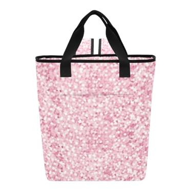 Imagem de Bolsa térmica Bokeh com textura de glitter rosa suave, 36 latas, bolsa térmica para transporte