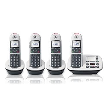 Imagem de Motorola Telefone sem fio CD5014 DECT 6.0 com atendedores, bloco de chamadas e aumento de volume, branco, 4 aparelhos