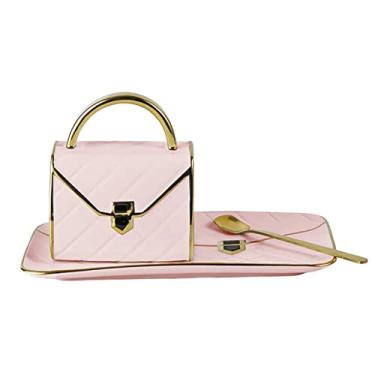 Imagem de YUHOME Conjunto especial de caneca de café em forma de bolsa com pires e colher xícara de café de 310 ml xícara de chá de cerâmica presente de festival de aniversário para mãe avó esposa namorada