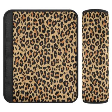 Imagem de Capas de cinto de segurança macias de grão de leopardo, acolchoadas com algodão, capa de alça de carrinho de bebê, capas de alça de assento de carro infantil