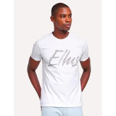 Imagem de Camiseta Ellus Masculina Maxi Logo Classic Brush Branca-Masculino