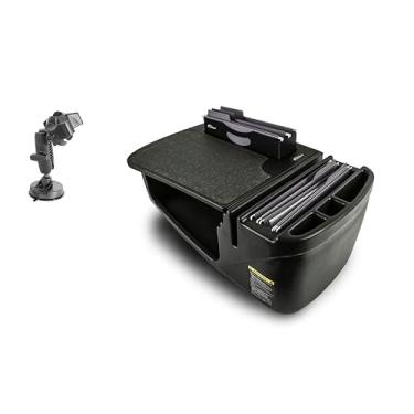 Imagem de AutoExec Mesa de carro Efficiency FileMaster para sua estação de trabalho de veículo e escritório móvel, preta, com suporte para telefone e sucção para telefone