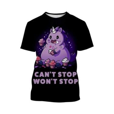 Imagem de Camiseta Unissex De Verão Com Arte 3D De Unicórnio, Estilo Harajuku, C