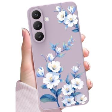 Imagem de SOPROCAS Capa para Samsung Galaxy S25 FE, design floral fofo para mulheres e meninas, capa de telefone de silicone com flores de proteção contra quedas e forro de microfibra à prova de choque