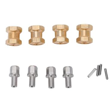 Imagem de SPYMINNPOO 4 PCS RC Hex Hub, 15mm Roda de Latão Hex Hub Extensão Adaptador de Suspensão Atualização para SCX10 1/10 RC Crawler (Ouro)