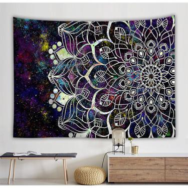 Imagem de Microtecido de parede de flores de tapeçaria Mandala 150x150cm