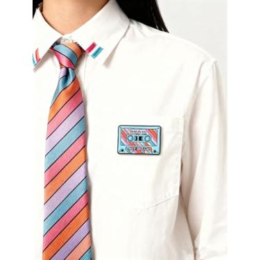 Imagem de Broche de fita cassete retrô esmaltada - broche estilo música vintage para jaquetas, mochilas e chapéus - distintivo de lapela estética legal para amantes de música, One Size, Metal, Sem Pedra