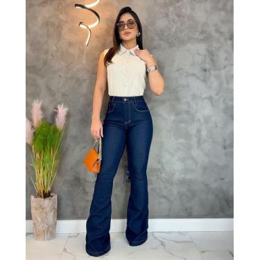 Imagem de Calça Jeans Flare Guza - Conforto e Estilo para Todos os Biotipos, Nav