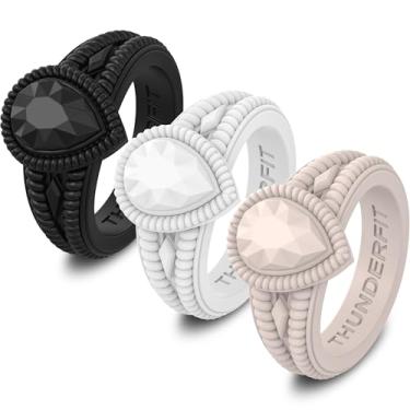 Imagem de ThunderFit Anéis de silicone para mulheres, alianças de noivado de borracha de pera 13,5 mm de largura 5,5 mm de espessura - pacote variado de 1/2/3, 12.5 - 13 (21.6mm), Silicone, Sem pedra preciosa