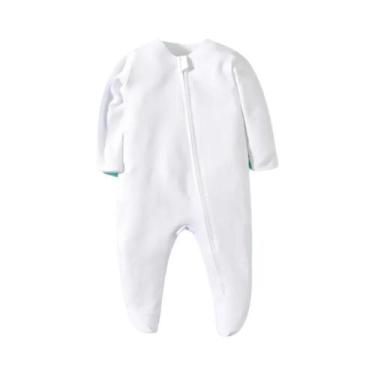 Imagem de Pijamas De Algodão Unissex Com Zíper E Mangas Longas Para Bebês De 0 a