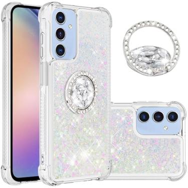 Imagem de Monwutong Capa de ajuste fino para Samsung Galaxy A16, capa com anel de silicone macio com glitter líquido com efeito de areia movediça e suporte, capa de proteção de tela e câmera para A16, WTZH