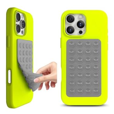 Imagem de Suporte de capa de telefone com sucção, acessório de telefone adesivo de silicone dupla face para iPhone e Android, suporte de chuveiro espelho mãos livres para selfies, vídeos Tiktok, cinza