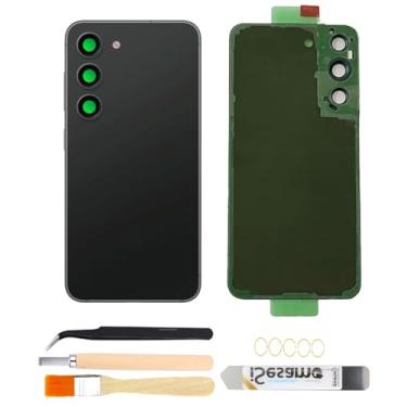 Imagem de Yuntunele Substituição da capa traseira traseira para Galaxy S23 com lente de câmera pré-instalada + ferramentas + pré-adesivo para Samsung Galaxy S23 SM-S911Todas as operadoras (preto)