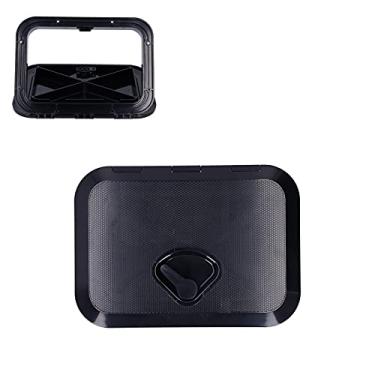 Imagem de HUIOP Tampa Preta de Inspeção da Escotilha de Acesso Ao Convés do Barco Marinho 14,75x10,6 pol., Material ABS, Resistente a UV Com Alças Embutidas, para Instalação Em Superfície