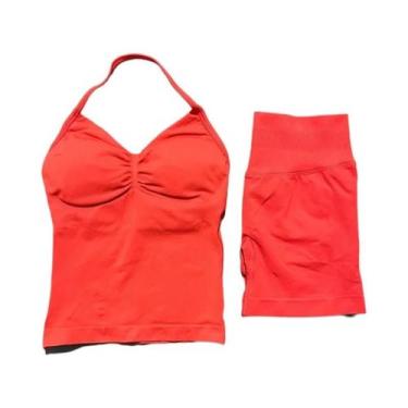 Imagem de Conjunto Esportivo Feminino Com Top Sem Costas E Shorts Com Pregas Par