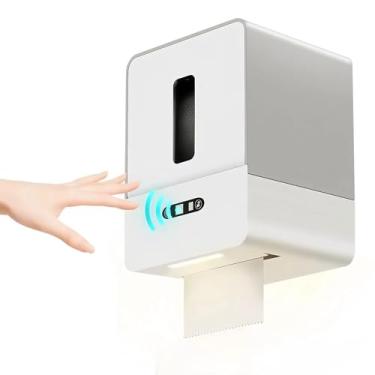 Imagem de Sanpyl Dispensador de toalha de papel elétrico inteligente com luz noturna, dispensador de papel em rolo sem toque com configurações de comprimento personalizadas para hotel doméstico - plástico