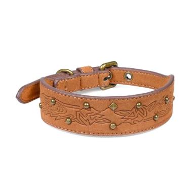 Imagem de Blueberry Pet Coleira de couro de camurça de microfibra em relevo premium em marrom sela
