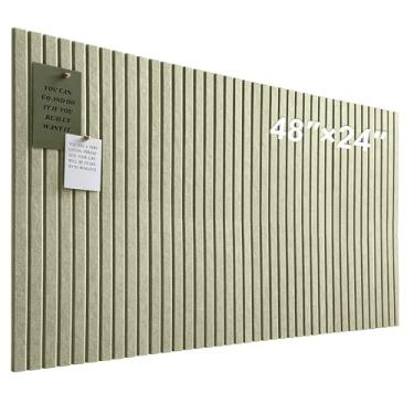 Imagem de Quadro grande de cortiça para escritório, pacote com 8 azulejos de parede de feltro com painéis de parede de ripas e abas adesivas removíveis seguras, quadro de avisos de feltro, placas de cortiça