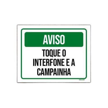 Imagem de Placa Sinalização - Aviso Toque Interfone Campainha 27X35