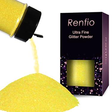 Imagem de Renfio Suprimentos iridescentes de resina em pó ultra fino com glitter 55 g (55 g) PET Flake Crafts Sequins 1/325.1 cm 0.0 cm 0.0 cm 0.2 mm lascas de epóxi flocos para copos pintura de slime - amarelo