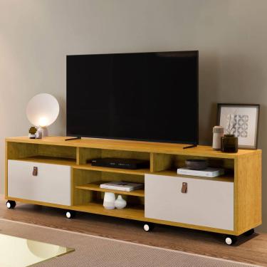 Imagem de Rack p/ TV até 65" 100% MDF/MDP 2 Gavetas Nicho 8 Rodinhas
