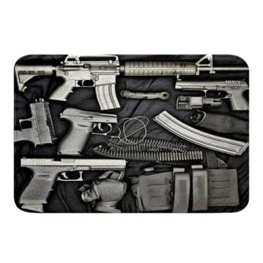 Imagem de Tapete de banheiro antiderrapante para arma de fuzil do exército, tapete de banheiro de microfibra para tema de guerra, tapete absorvente de material militar, tapete de banheiro interno, decoração de quarto, 50,8 x 81,2 cm