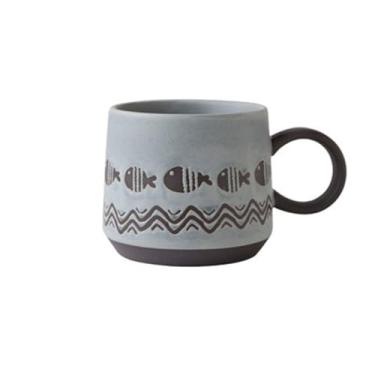 Imagem de Xícaras de café Caneca de café cerâmica com padrão vintage para restaurante/café, caneca aveia para da manhã, 450ml