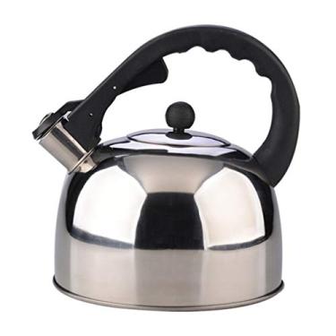 Imagem de Bule de café de aço inoxidável 3L Assobio Fogão Chaleira de chá Grau alimentício Aço inoxidável Água quente Rápido para ferver Toque fresco Alça dobrável Bule de chá de aço inoxidável