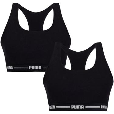 Imagem de Kit Com 2 Tops Puma Nadador Feminino Sem Bojo Algodão Fitness Para Academia Treino Corrida-Feminino