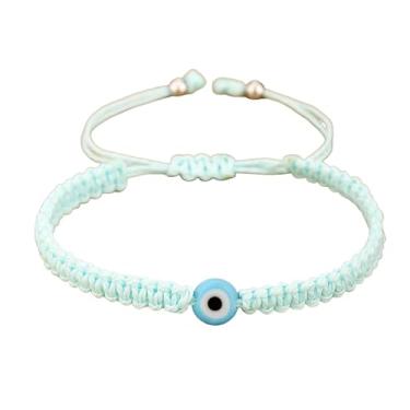 Imagem de QRH Pulseiras trançadas feitas à mão para mulheres e homens, pulseiras multicoloridas para olhos turcos, proteção, amuleto de boa sorte, fio turco, pulseira de corda, Adjustable Size, Nylon, Sem Pedra