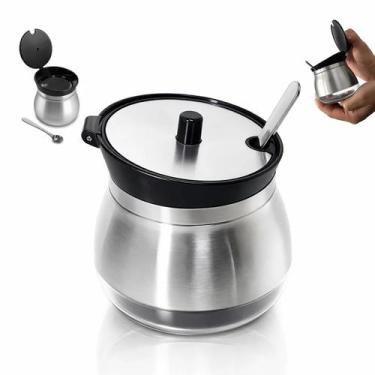 Imagem de Açucareiro Deluxe Em Inox e Vidro com Colher E Tampa - Yab