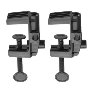 Imagem de HARFINGTON 2 peças de montagem de grampo de mesa de metal, furo de 5,5 cm de diâmetro, suporte universal em cantilever com alça de plástico de dupla finalidade para lâmpada de braço de microfone