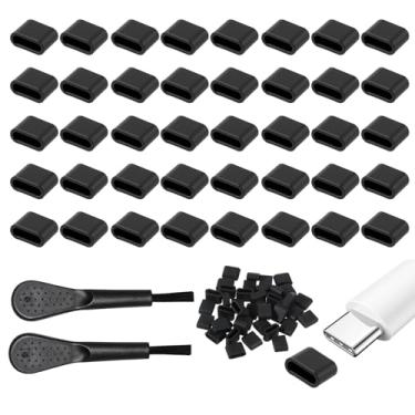 Imagem de Capa USB C, pacote com 40 capas de silicone macio USB C - Protetores universais à prova de poeira, resistentes à água para porta tipo C no telefone, tablet, laptop, switch e mais