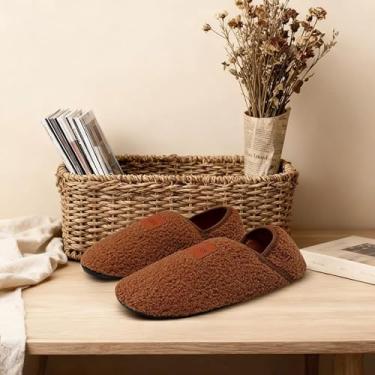 Imagem de Pantufas femininas para uso interno, com forro leve de tecido macio, ideal para todas as estações, chinelos femininos, Marrom, 7-8.5 Women/5.5-7 Men