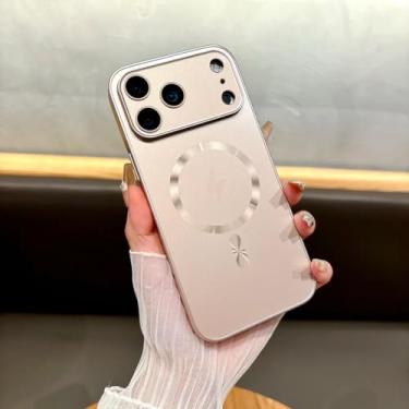 Imagem de SFDSUH Capa para iPhone 15 com lente de vidro, conector Lightning, janela de dissipação de calor e cobertura total (para iPhone 15/Dourada)